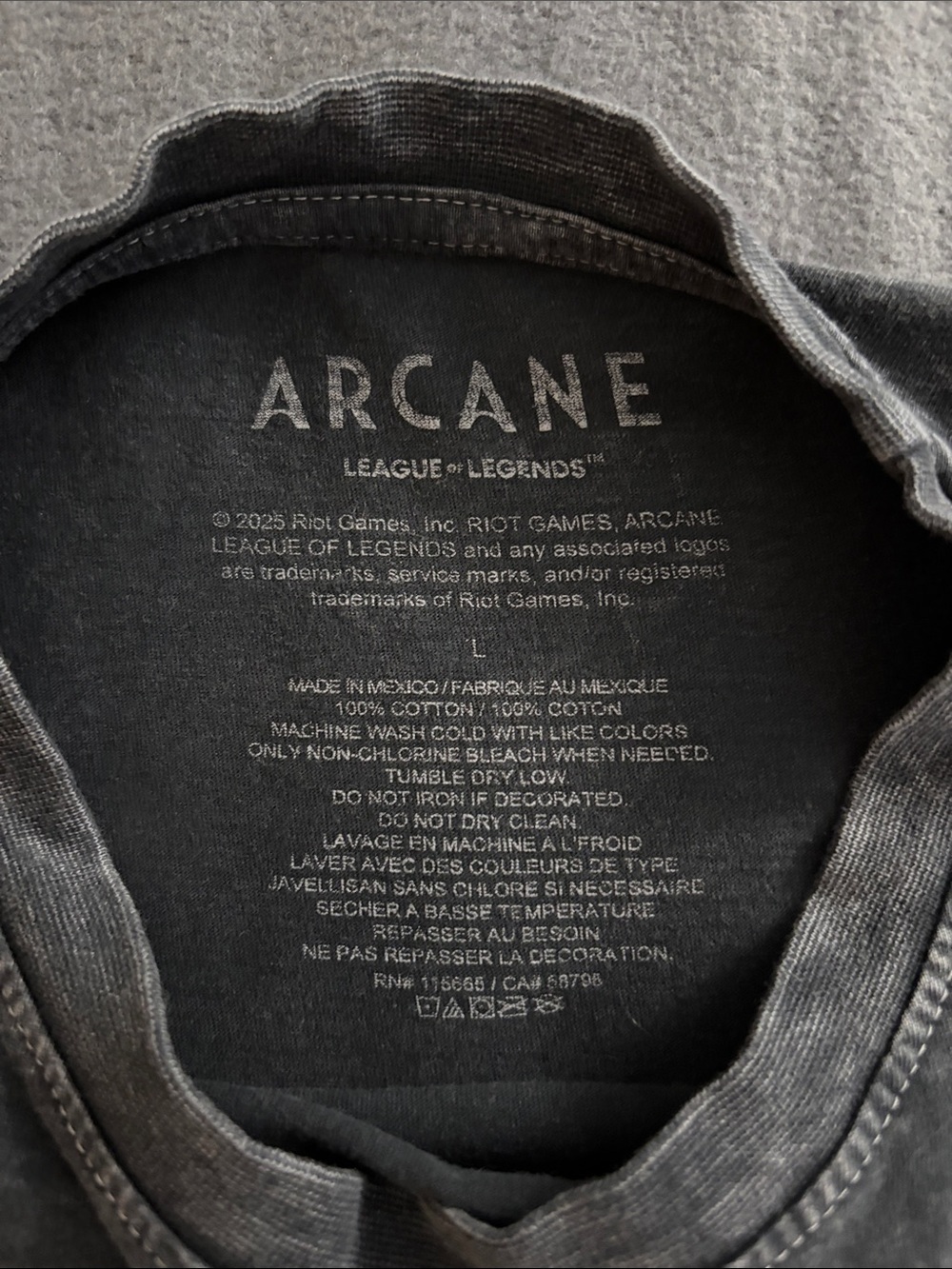 Arcane Vi Graphic Tee Black Acid Wash League of Legends Shirt Large - Picture 6 of 7